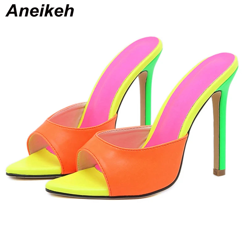 Elegant Orange High Heel Mules for Women