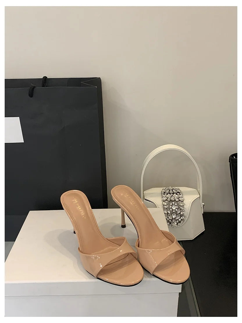 Elegant Open Toe Slip-On Heels