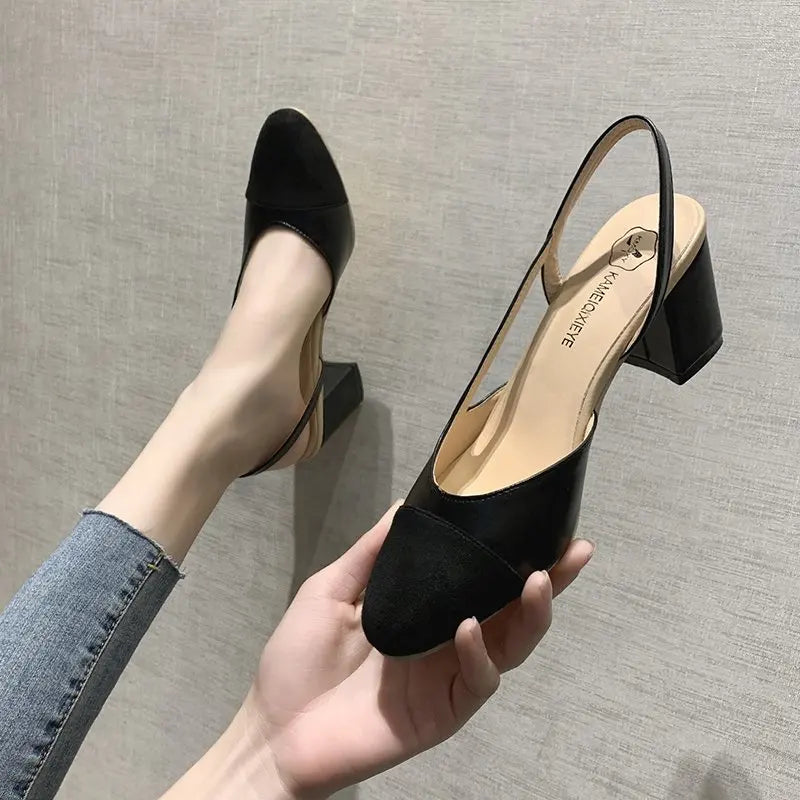 Fashion Square Mid Heel Shoes