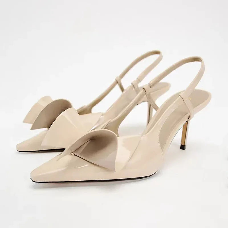 Elegant Beige Patent Leather High Heels