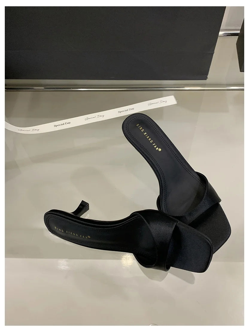 Elegant Open Toe Slip-On Heels