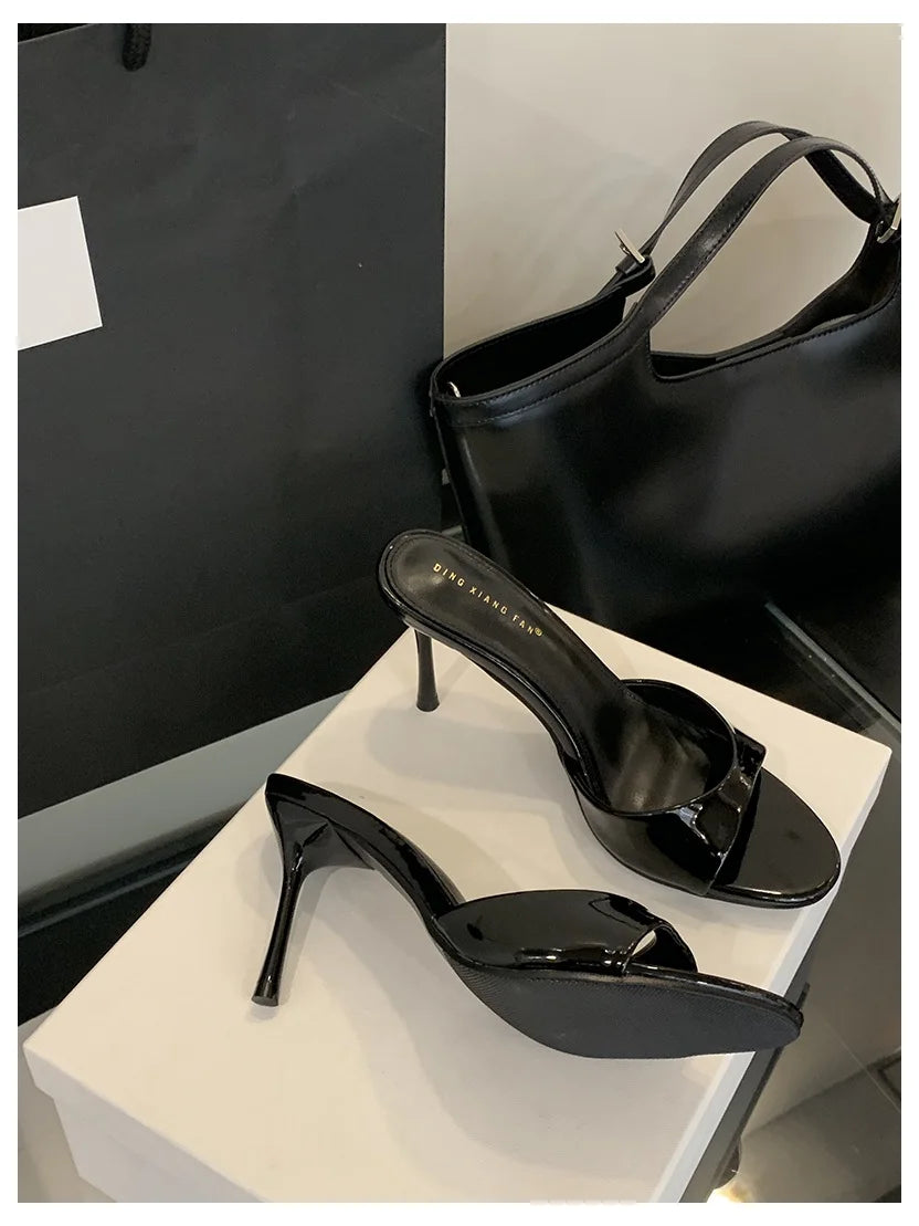 Elegant Open Toe Slip-On Heels