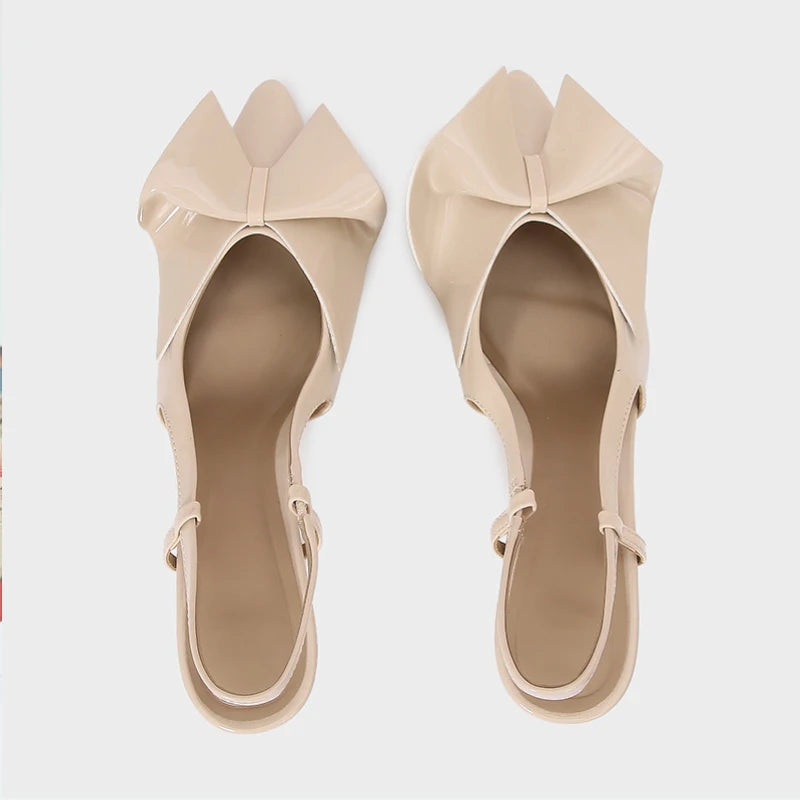 Elegant Beige Patent Leather High Heels