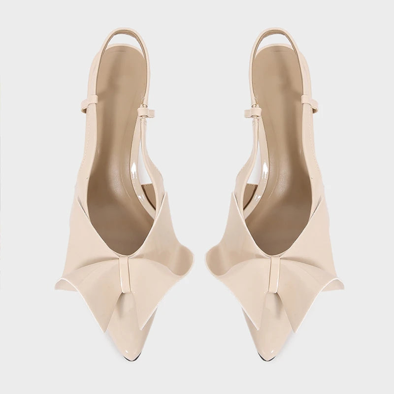 Elegant Beige Patent Leather High Heels