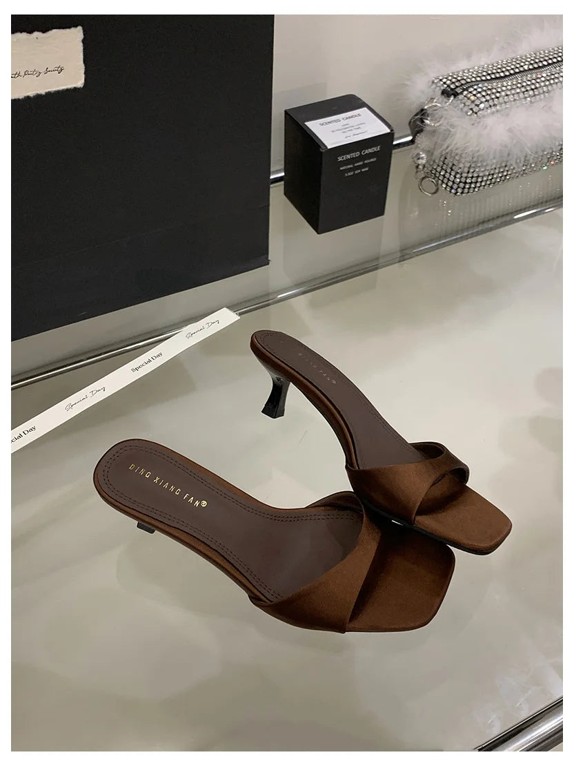 Elegant Open Toe Slip-On Heels