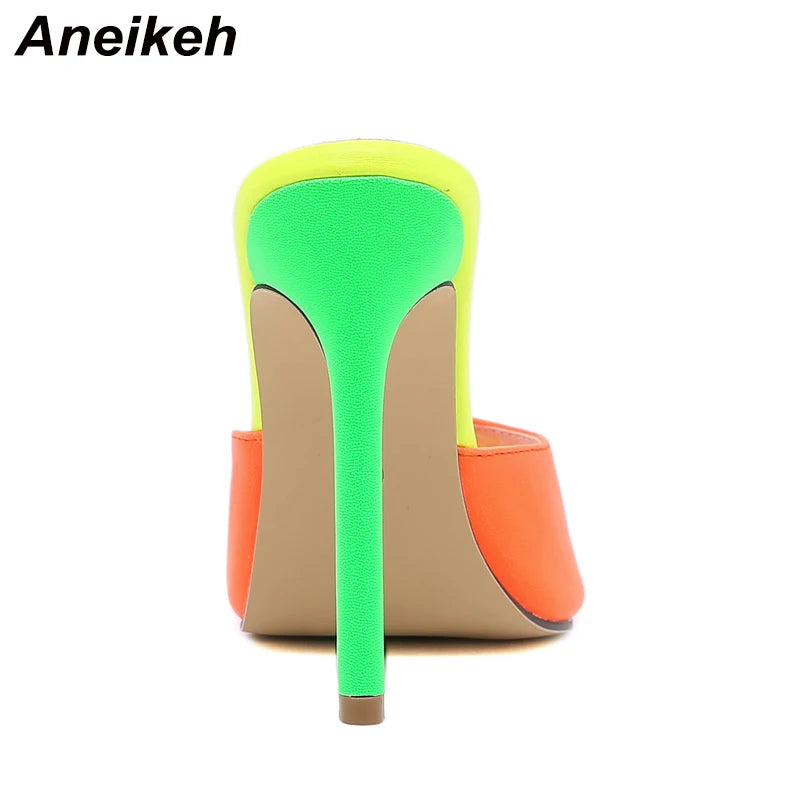 Elegant Orange High Heel Mules for Women
