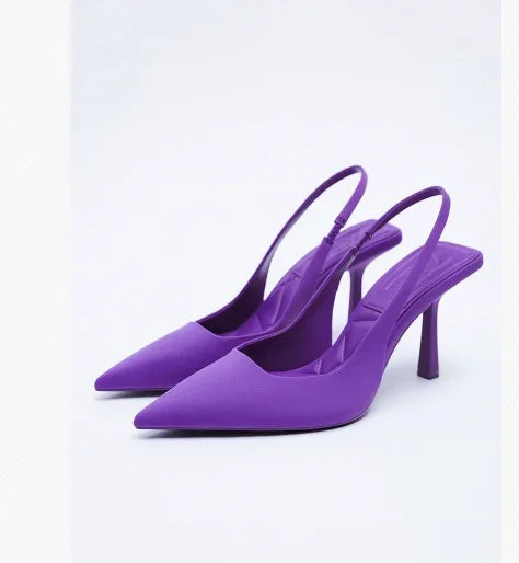 Leather Pointed Toe Thin Heels Pumps