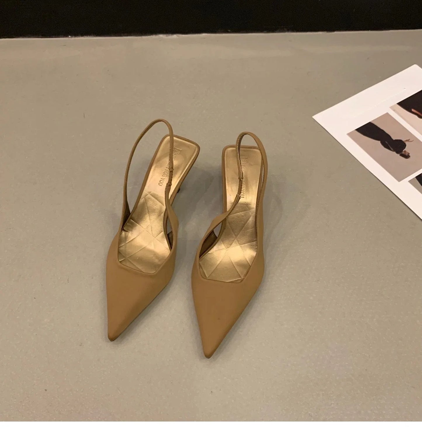 Leather Pointed Toe Thin Heels Pumps