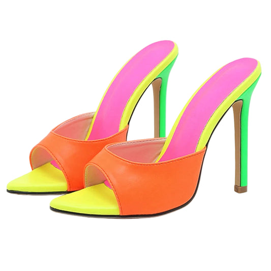 Elegant Orange High Heel Mules for Women