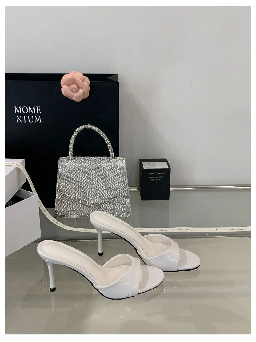 Elegant Open Toe Slip-On Heels