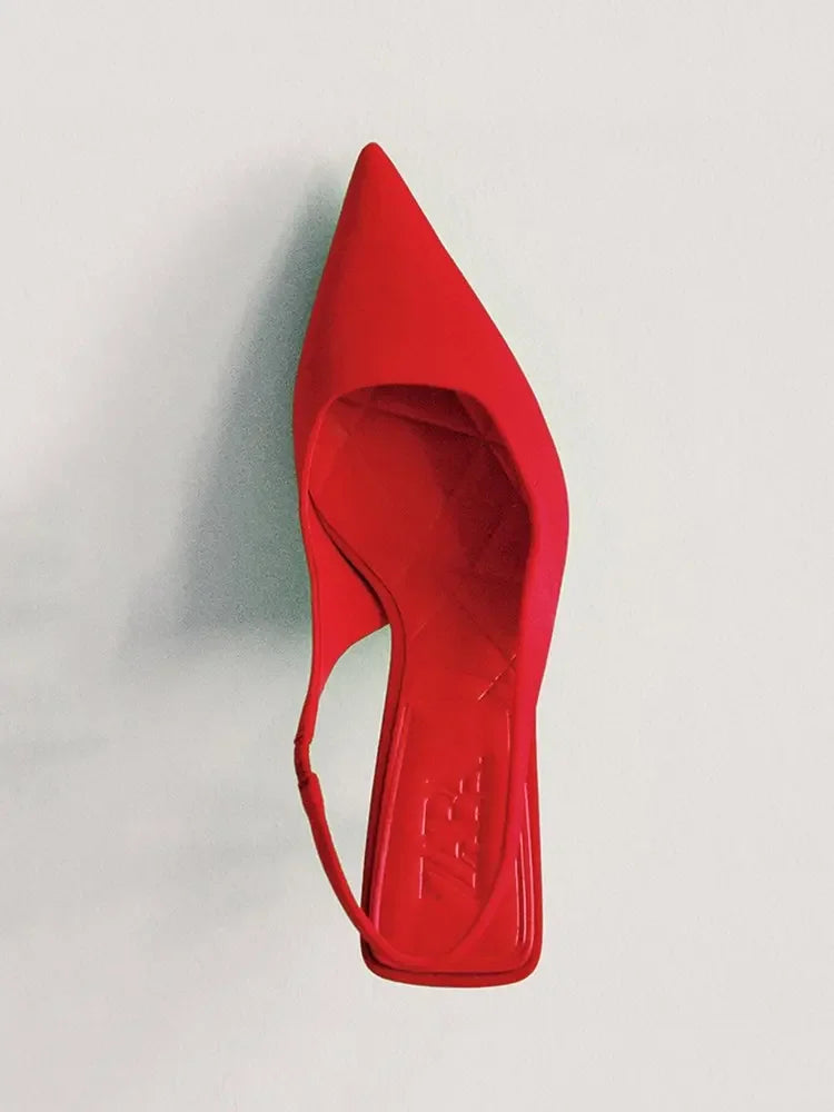 Leather Pointed Toe Thin Heels Pumps