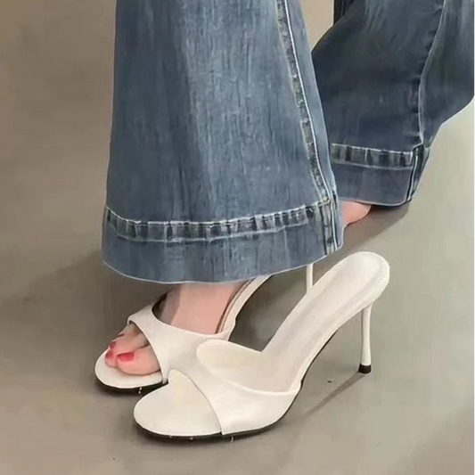 Elegant Open Toe Slip-On Heels