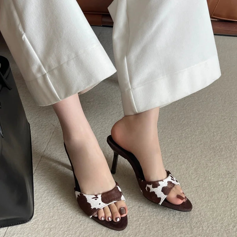 Elegant Open Toe Slip-On Heels