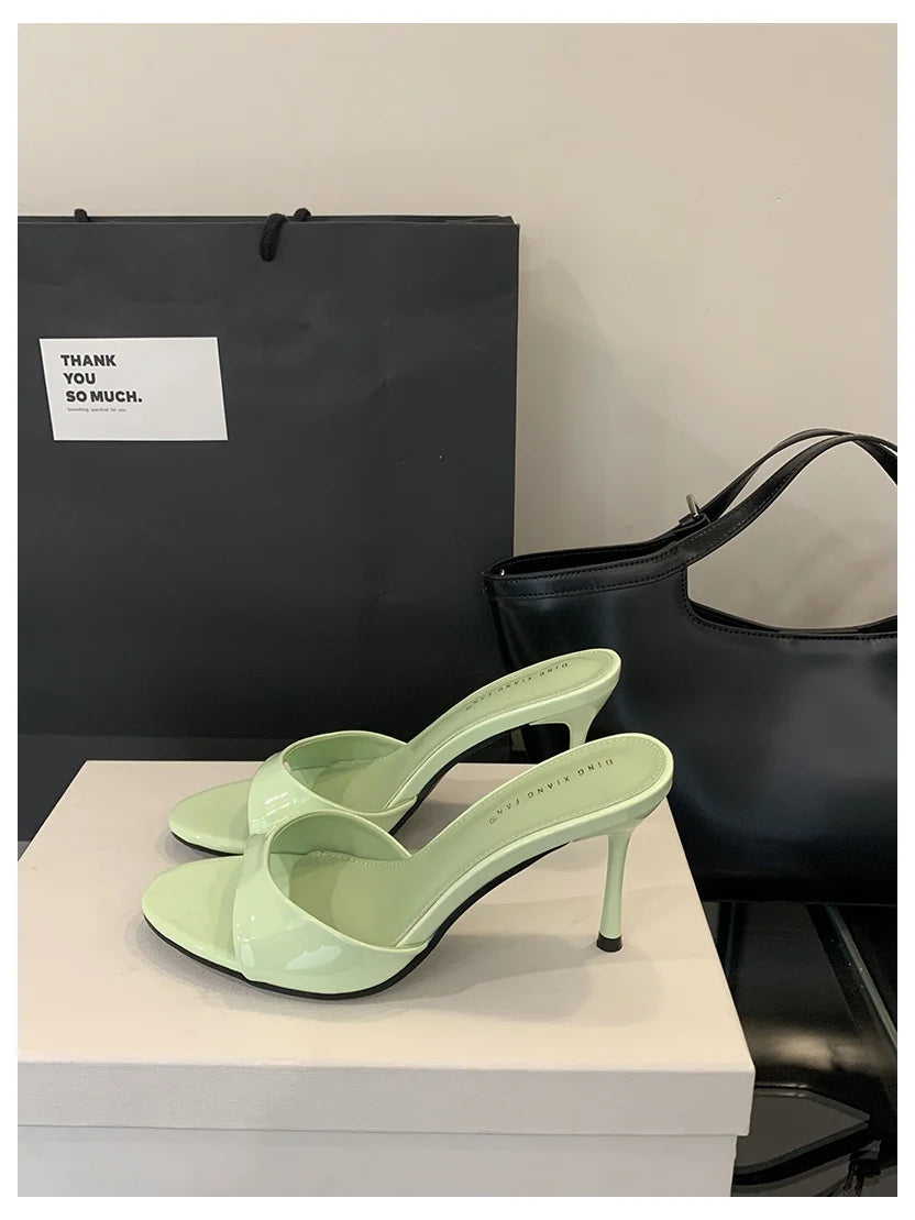 Elegant Open Toe Slip-On Heels