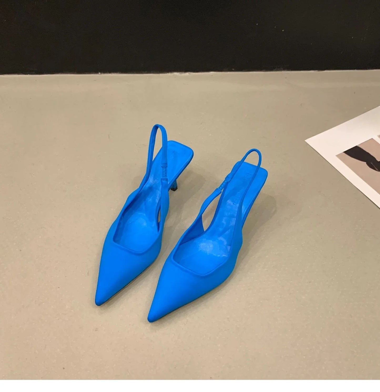 Leather Pointed Toe Thin Heels Pumps