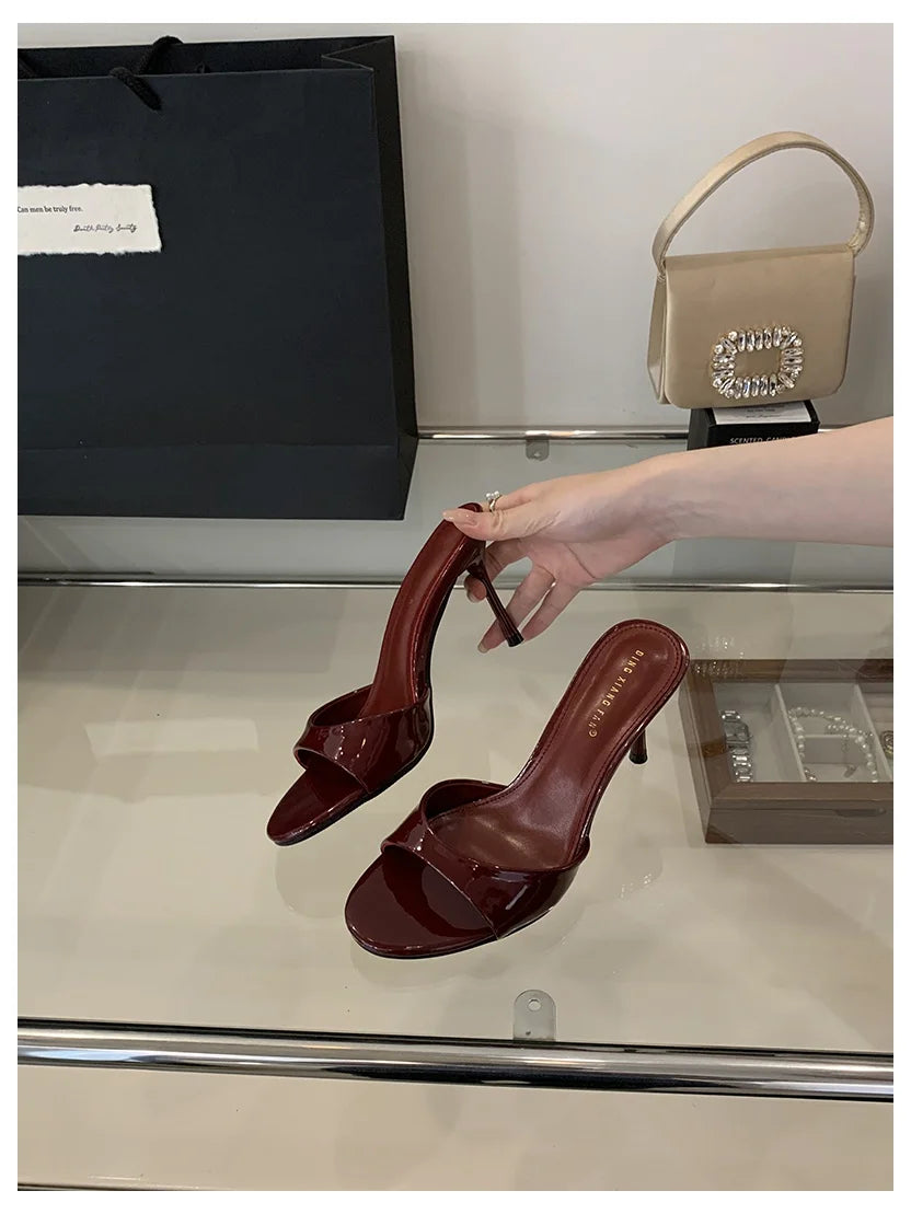 Elegant Open Toe Slip-On Heels